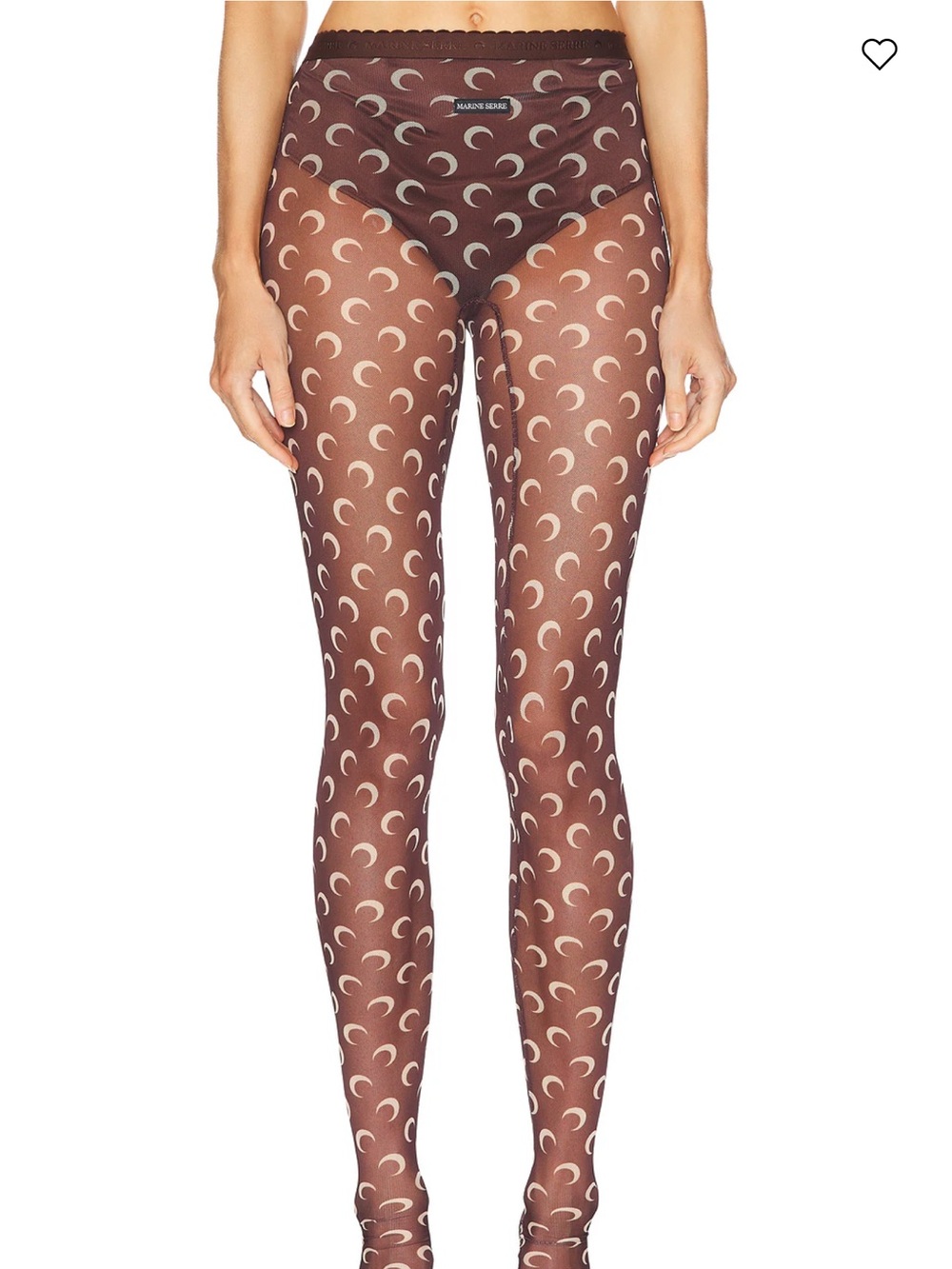 Marine Serre Brown Moon-Print Cropped Long Sleeve Top and matching sheer pants - Picture 11 of 11